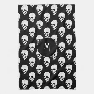Skulls pattern tea towel