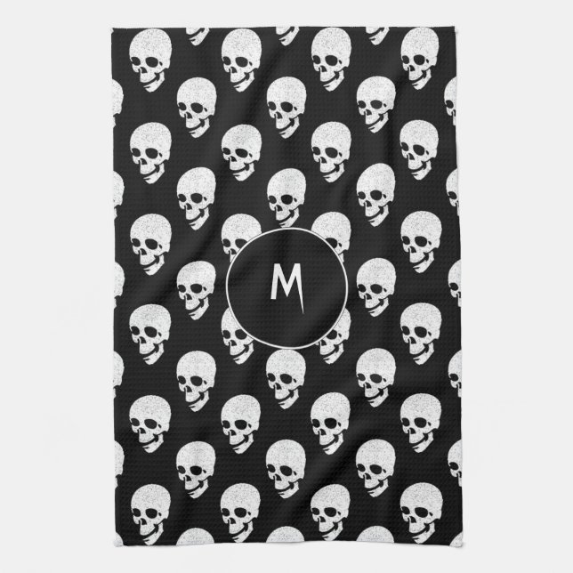 Skulls pattern tea towel (Vertical)