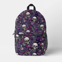 Skulls & Purple Flowers Backpack