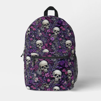 Skulls & Purple Flowers Backpack