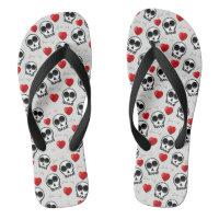 Skulls & Red Hearts Halloween Pattern
