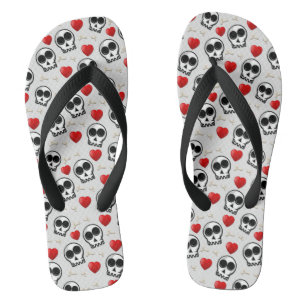 Skulls & Red Hearts Halloween Pattern Thongs