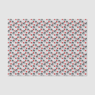 Skulls & Red Hearts Halloween Pattern Tissue Paper