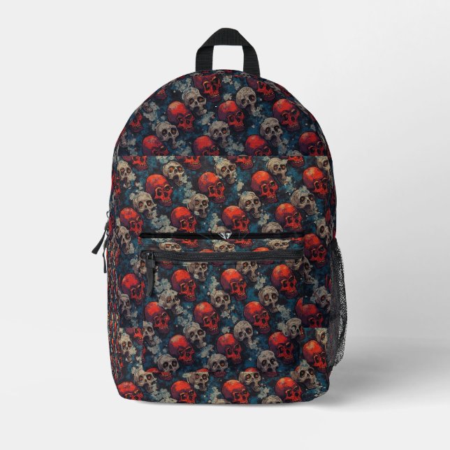 Skulls (red) printed backpack (Front)