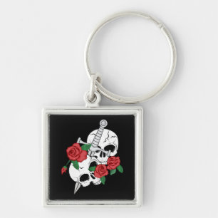 Skulls, Roses and Dagger Key Ring