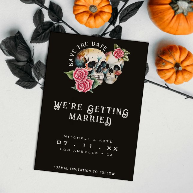 Skulls & Roses Black Wedding Save The Date (Skulls & Roses Black Wedding Save The Date
)