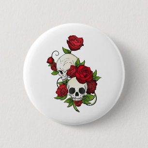 Skulls Roses Día de Muertos 6 Cm Round Badge