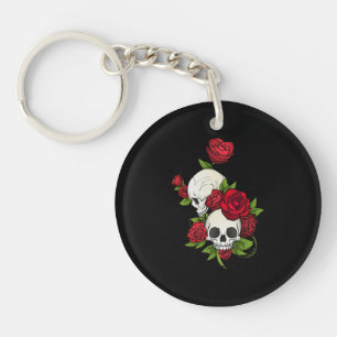 Skulls Roses Día de Muertos Key Ring