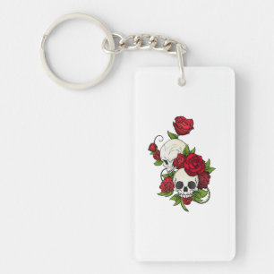Skulls Roses Día de Muertos Key Ring