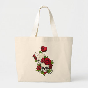 Skulls Roses Día de Muertos Large Tote Bag