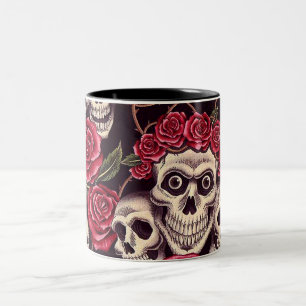 Skulls & Roses Two-Tone Coffee Mug