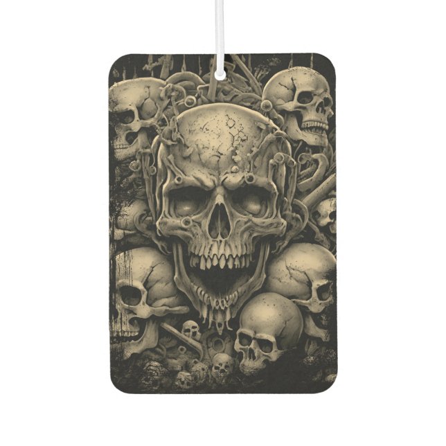 Skulls Sepia Tone Bones Gothic Scary Lifestyle Car Air Freshener (Front)