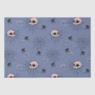 Skulls Spiders Spiderwebs Blue Halloween Tissue Paper