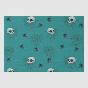 Skulls Spiders Spiderwebs Green Halloween Tissue Paper