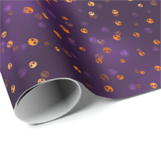 Skulls Spooky Bokeh Purple Halloween Pattern Wrapping Paper