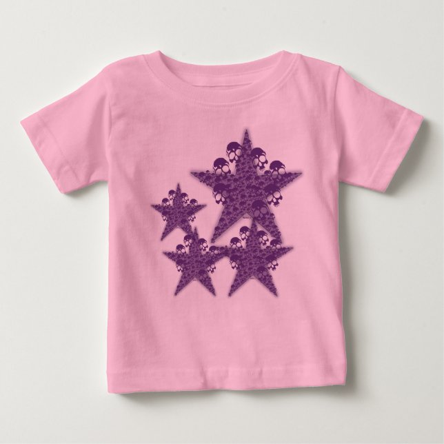 Skulls Stars Purple K Baby T-Shirt (Front)