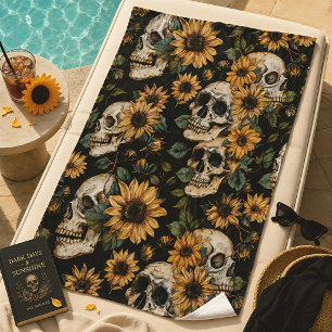Skulls & Sunflowers Summer Goth Beach Towel