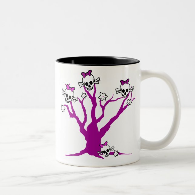 Skulls up a tree Two-Tone coffee mug (Right)