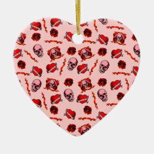 Skulls Valentine Ceramic Tree Decoration