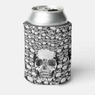 SKULLS WALL DEATH DEAD SKELETON BLACK WHITE CAN COOLER