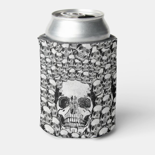 SKULLS WALL DEATH DEAD SKELETON BLACK WHITE CAN COOLER (Can Back)