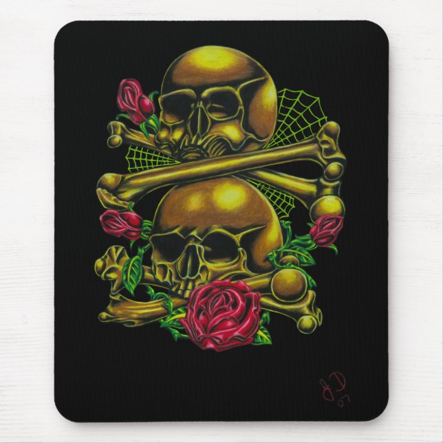 Skulls, Webs, and Roses Mousepad (Front)