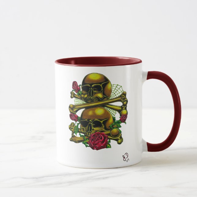 Skulls, Webs, and Roses Mug (Right)