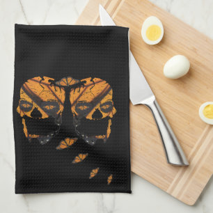 Skulls Wings of Butterflys Tea Towel