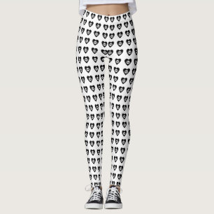 Skulls with Black Hearts Pattern Halloween Leggings