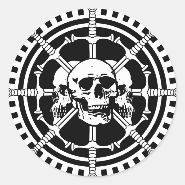 Skulls with Swords Classic Round Sticker (Front)