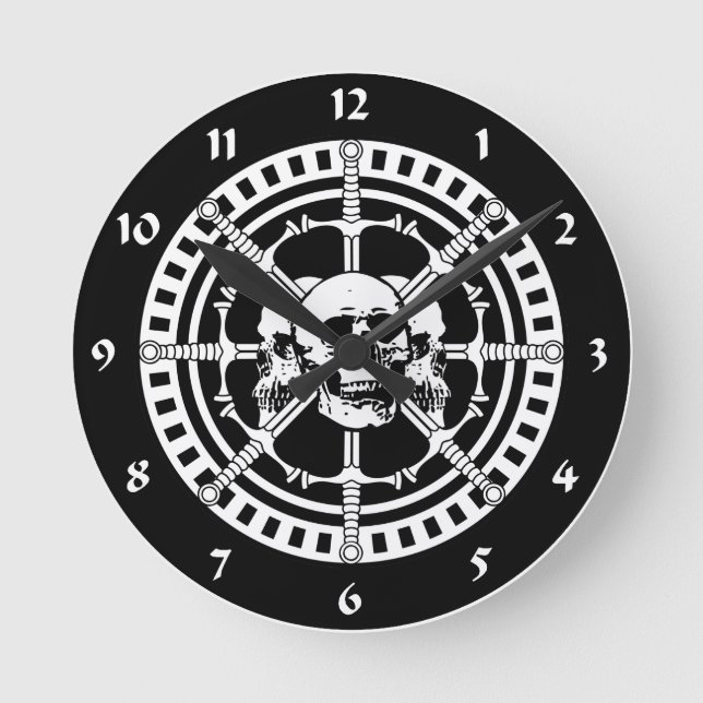 Skulls with Swords Round Clock (Front)