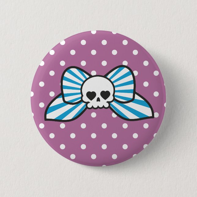 Skully Bow 6 Cm Round Badge (Front)