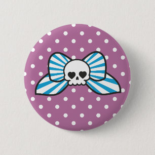 Skully Bow 6 Cm Round Badge