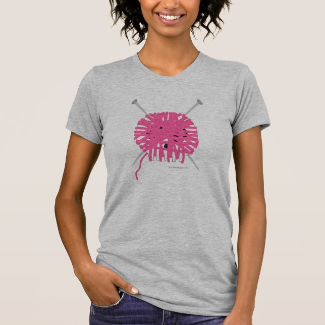 Skully Knitter T-shirt - Pink (Front)