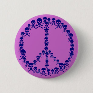 Skully Peace Sign 6 Cm Round Badge