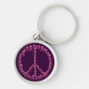 Skully Peace Sign Key Ring