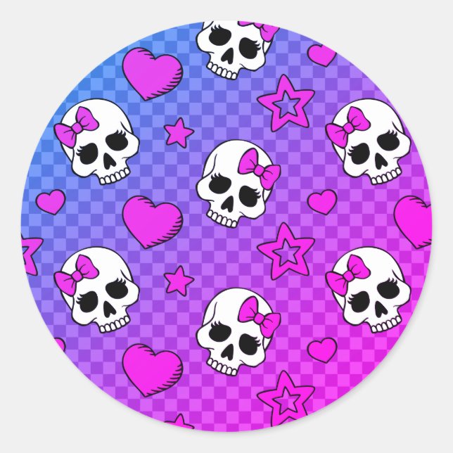 Skully Pop Kawaii Classic Round Sticker (Front)