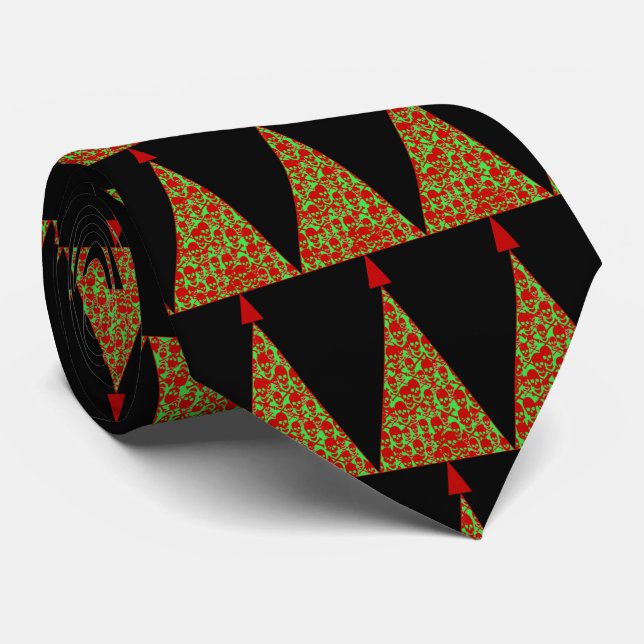 Skully Xmas Tree Tie (Rolled)