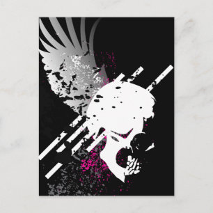 skullz. down winged. postcard