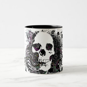 skullz. straight twisted arrows. Two-Tone coffee mug