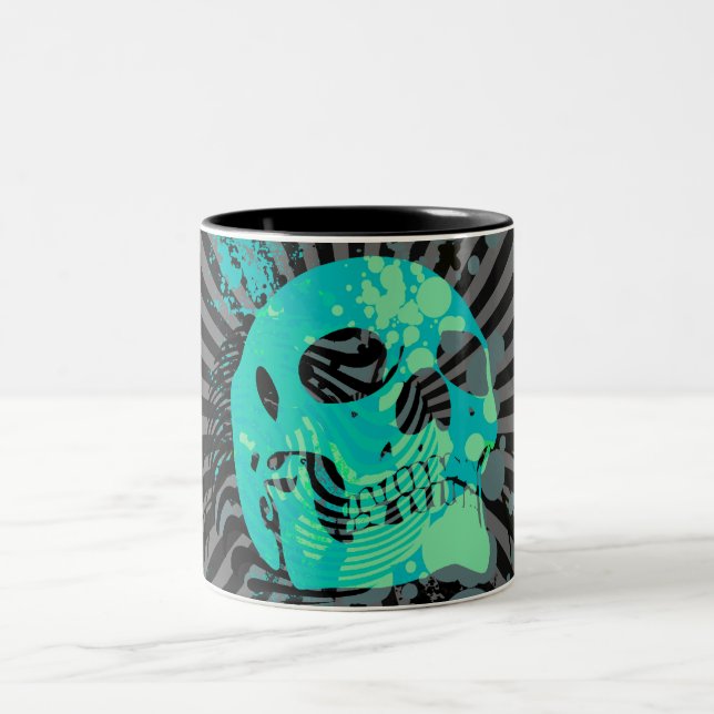 skullz. up with bubbles. Two-Tone coffee mug (Center)