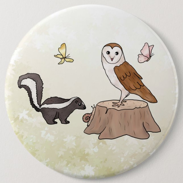 Skunk and Eule 6 Cm Round Badge (Front)