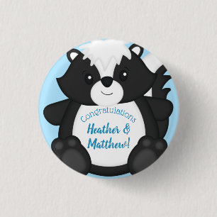 Skunk Baby Shower Blue 3 Cm Round Badge