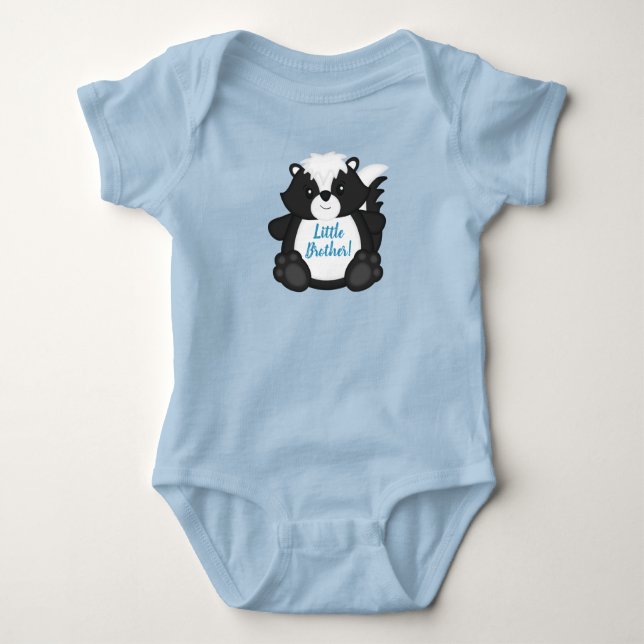Skunk Baby Shower Blue Baby Bodysuit (Front)