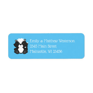 Skunk Baby Shower Blue Return Address Label
