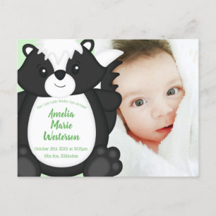 Skunk Baby Shower Green Postcard