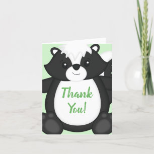 Skunk Baby Shower Green Thank You Card