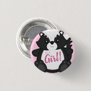 Skunk Baby Shower Pink 3 Cm Round Badge