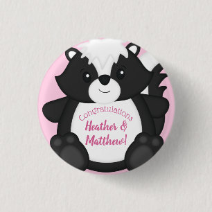 Skunk Baby Shower Pink 3 Cm Round Badge