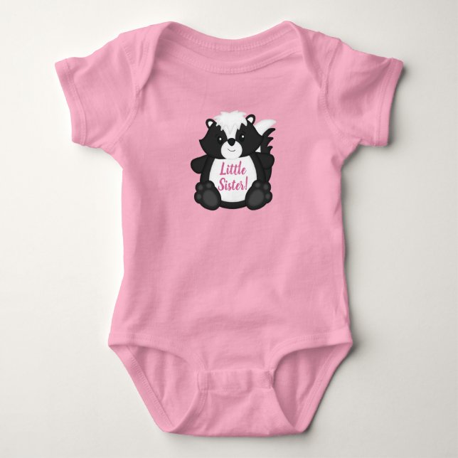 Skunk Baby Shower Pink Baby Bodysuit (Front)